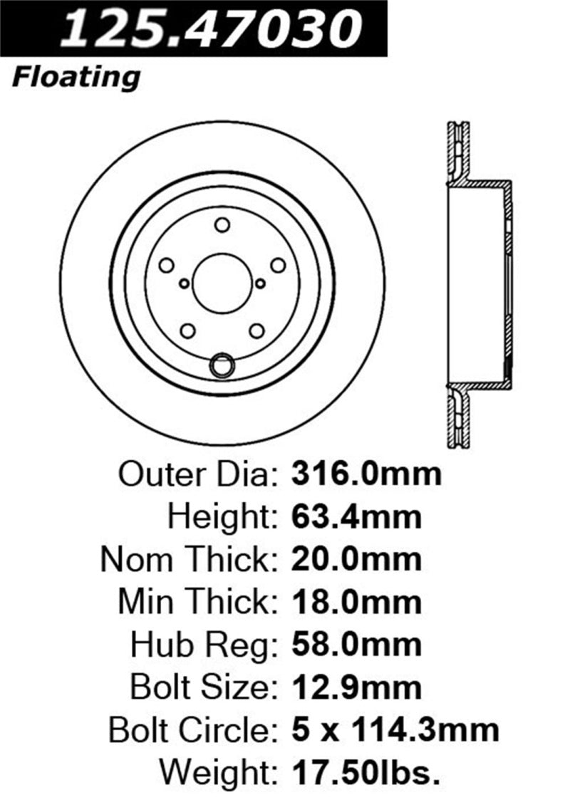 Stoptech 08-10 Subaru Impreza WRX STi Rear Premium High-Carbon CRYO Rotor