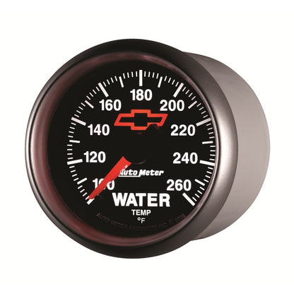 AutoMeter Gauge Water Temp 2-1/16in. 100-260 Deg. F Digital Stepper Motor Chevy Red Bowtie Black