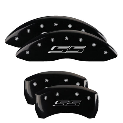 MGP 4 Caliper Covers Engraved Front & Rear Gen 5/SS Black finish silver ch