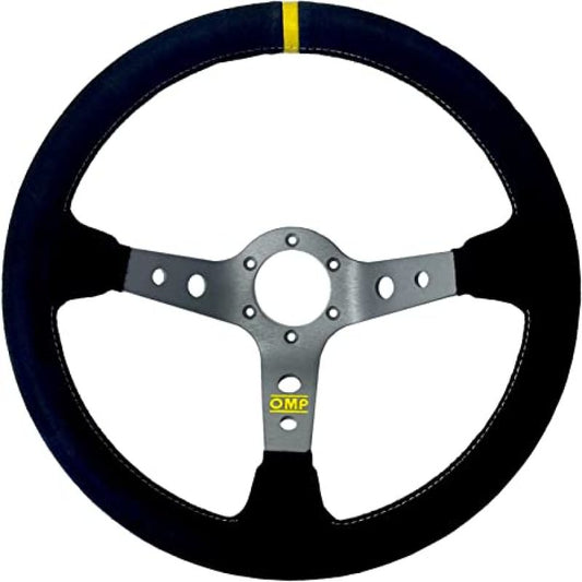 OMP Corsica Steering Wheel/3 Black Dish Spokes/ - Small Suede (Black)