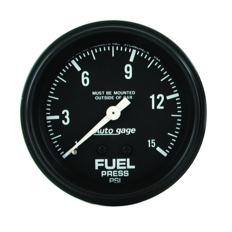 AutoMeter Gauge Fuel Pressure 2-5/8in. 0-15PSI Mechanical Black Autogage