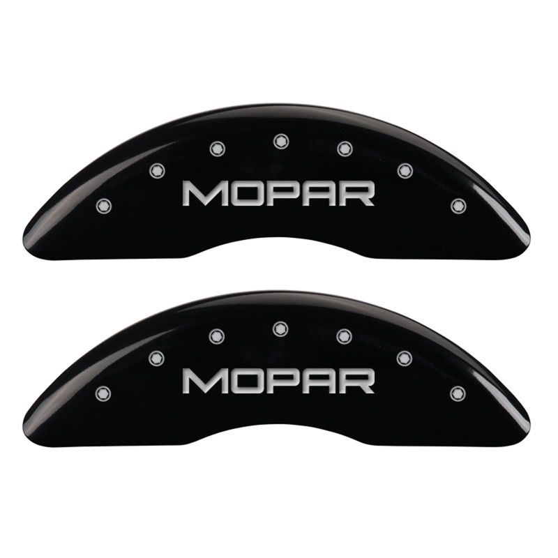 MGP 4 Caliper Covers Engraved Front & Rear MOPAR Black finish silver ch