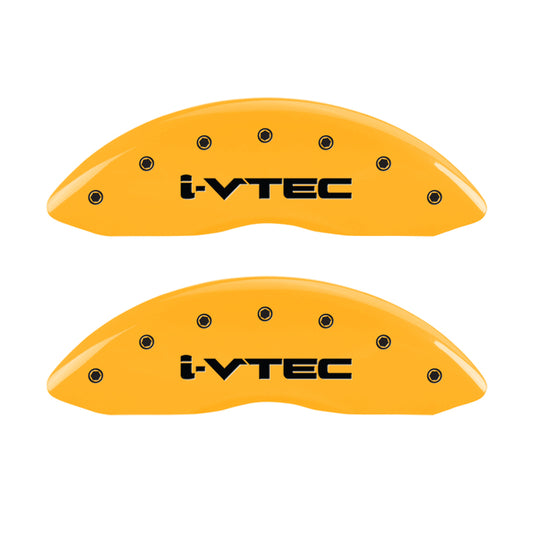 MGP 4 Caliper Covers Engraved Front & Rear i-Vtec Yellow finish black ch