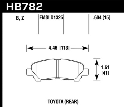 Hawk 08-13 Toyota Highlander High Performance Street 5.0 Rear Brake Pads