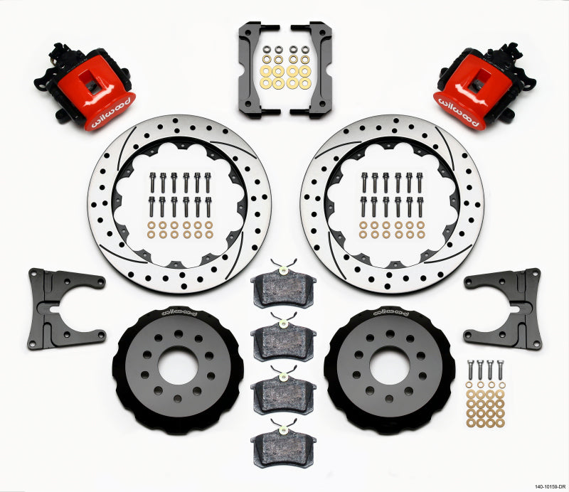 Wilwood Combination Parking Brake Rear Kit 12.88in Drilled Red 2005-2014 Mustang