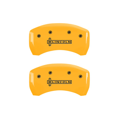 MGP 4 Caliper Covers Engraved Front & Rear Lincoln Yellow Finish Black Char 2005 Lincoln LS