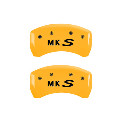 MGP 4 Caliper Covers Engraved Front Lincoln Engraved Rear MKS Yellow finish black ch