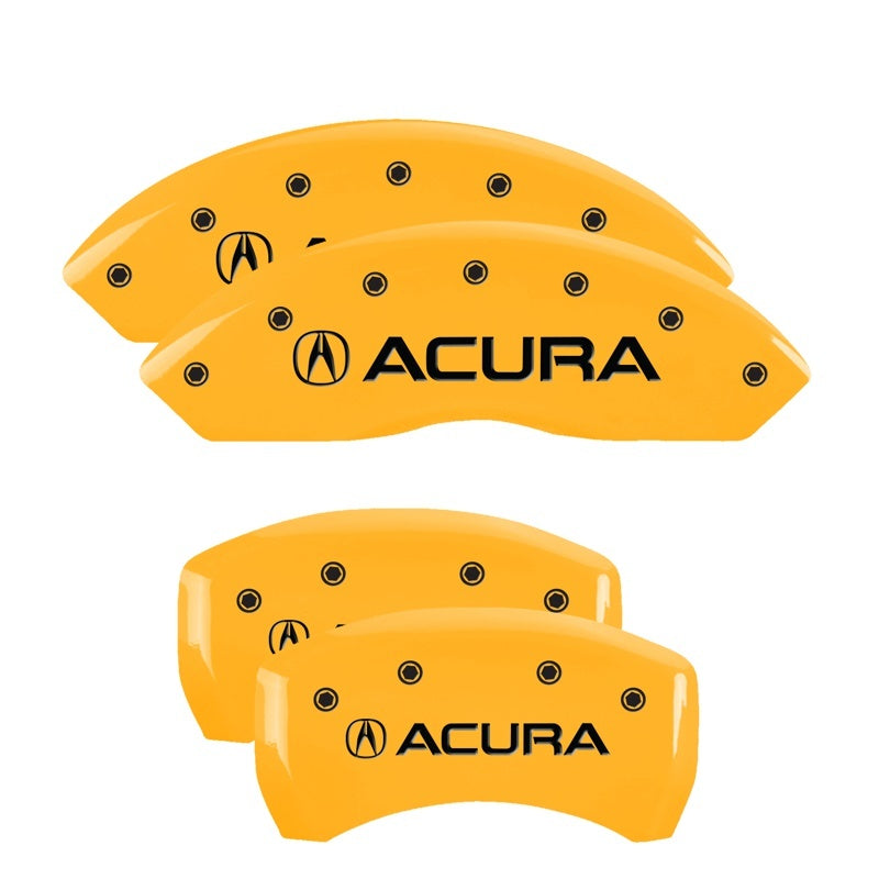 MGP 4 Caliper Covers Engraved Front & Rear Acura Yellow finish black ch