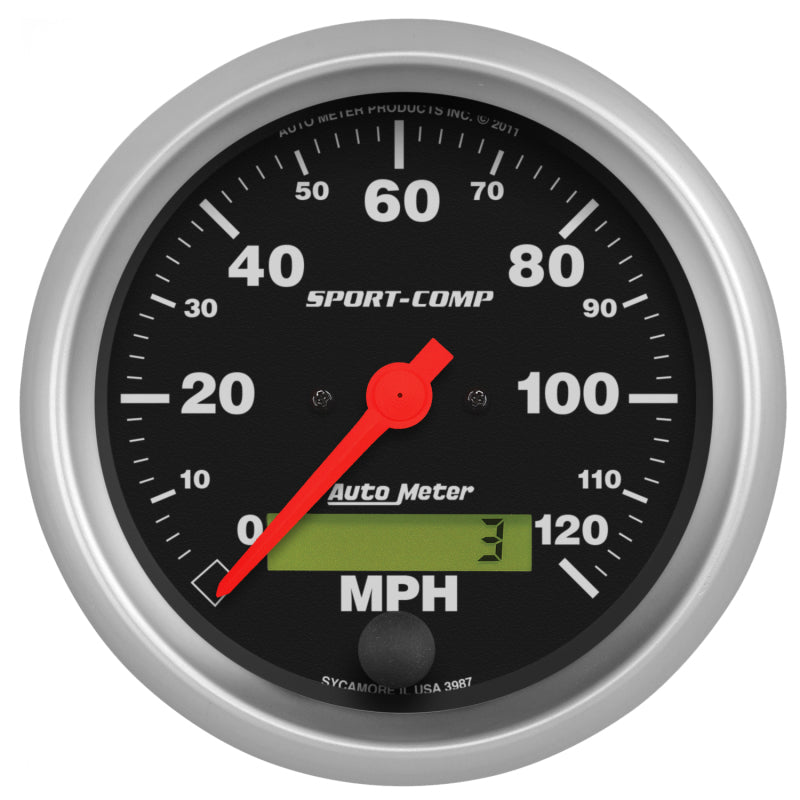 Autometer Sport-Comp 3-3/8 inch 120 MPH Electronic Speedometer Gauge