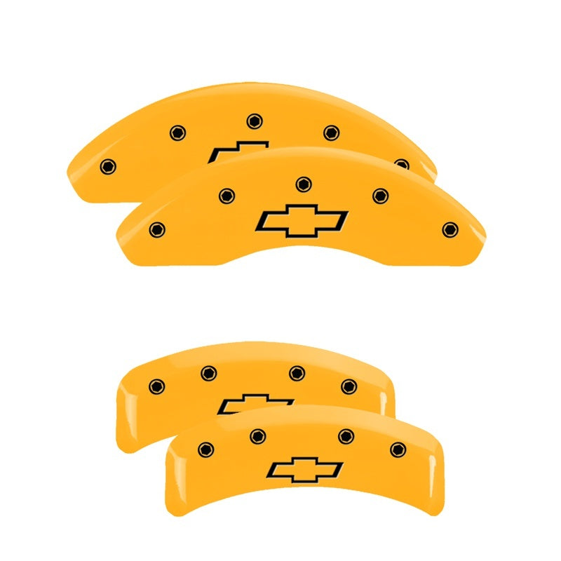 MGP 4 Caliper Covers Engraved Front & Rear Bowtie Yellow Finish Black Char 1997 Chevrolet Camaro