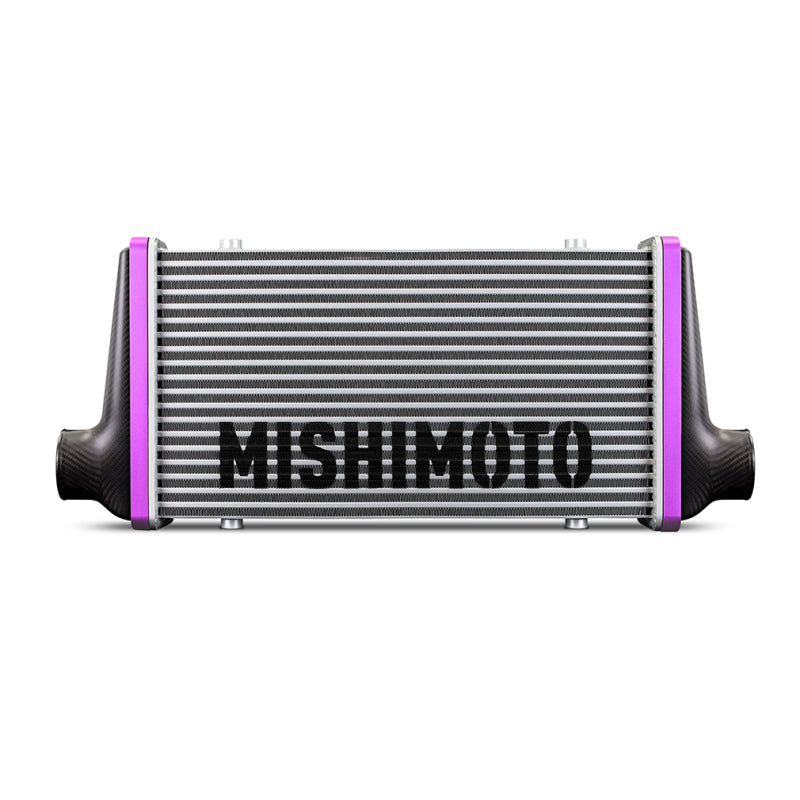 Mishimoto Universal Carbon Fiber Intercooler - Gloss Tanks - 450mm Silver Core - C-Flow - GR V-Band