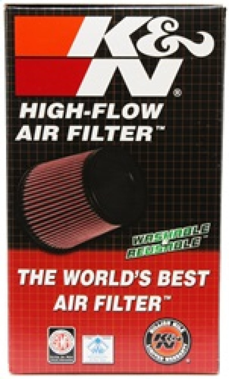 K&N Universal Clamp-On Air Filter 2-3/4in Flange 3-1/2in T 8-1/4in Height