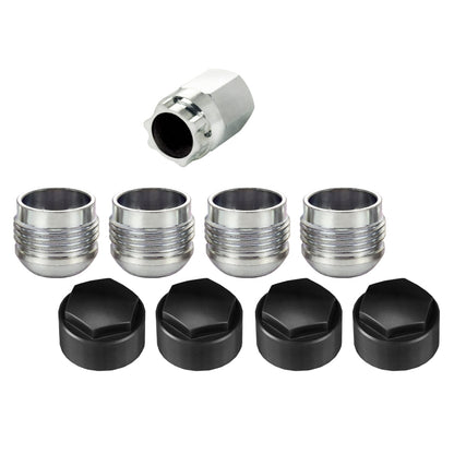 McGard Wheel Lock Nut Set - 4pk. (Under Hub Cap / Radius Seat) M14X1.5 / 19mm Hex / .890in. L w/Caps