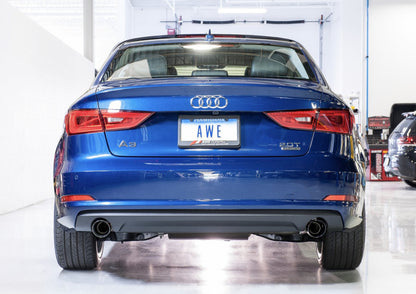 AWE Tuning Audi 8V A3 Touring Edition Exhaust - Dual Outlet Diamond Black 90 mm Tips