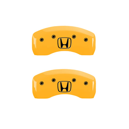 MGP 4 Caliper Covers Engraved Front Honda Engraved Rear H Logo Yellow finish black ch