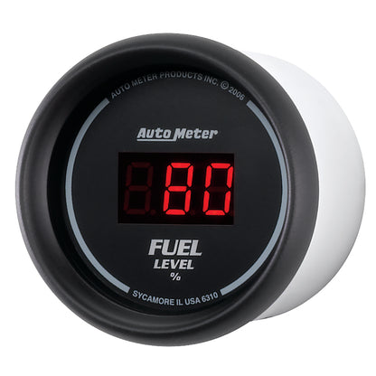 Autometer 52mm Black Digital Programmable Empty-Full Fuel Level Gauge