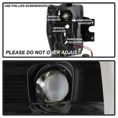 Spyder 08-10 Ford F-250 SD Projector Headlights V2-Switch Back Light Bar-Black PRO-YD-FS08V2-SBLB-BK