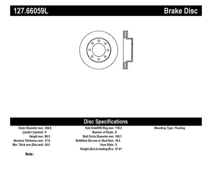 StopTech 01-09 Chevrolet Silverado 2500HD 3500 Front Left Slotted & Drilled Rotor