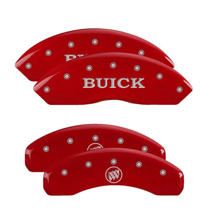 MGP 4 Caliper Covers Engraved Front Buick Engraved Rear Buick Shield Red finish silver ch