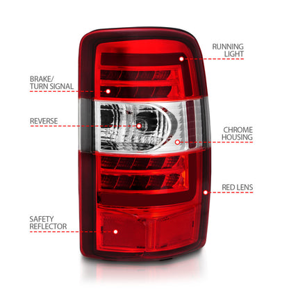 ANZO 2000-2006 Chevrolet Tahoe LED Tail Lights w/ Red Lens Chrome Housing