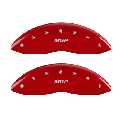 MGP 4 Caliper Covers Engraved Front & Rear Block/Charger Red finish silver ch