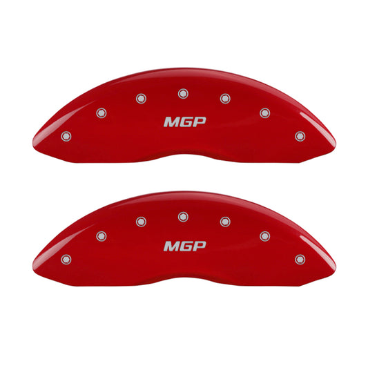 MGP Front set 2 Caliper Covers Engraved Front MGP Red finish silver ch