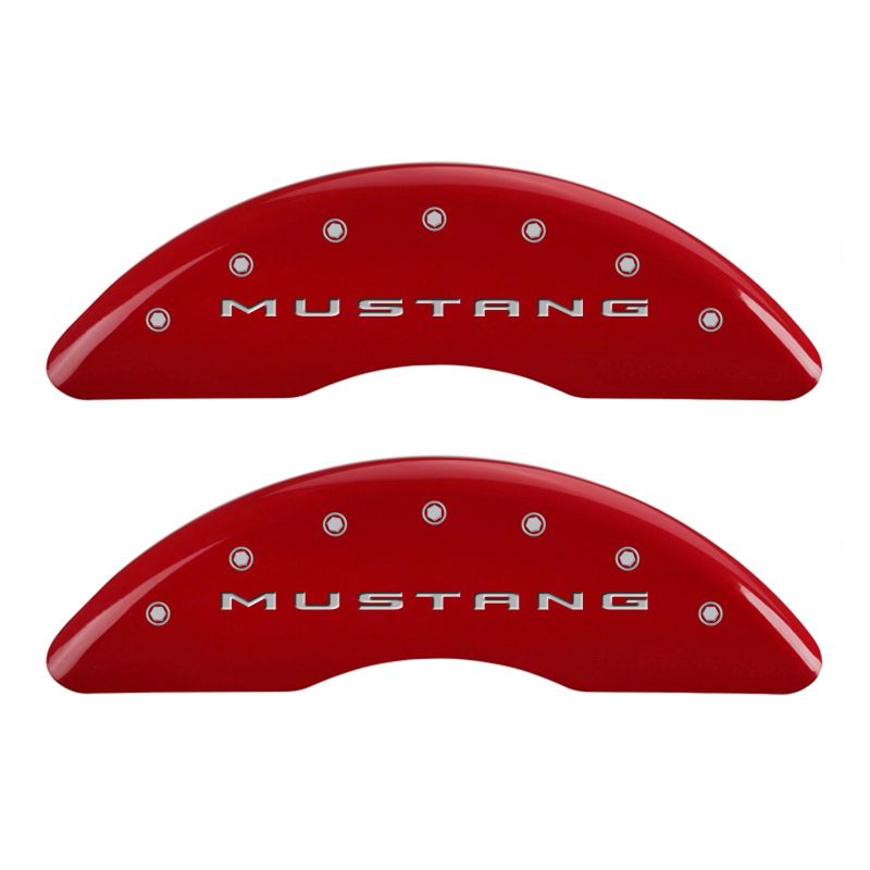 MGP 4 Caliper Covers Engraved Front 2015/Mustang Engraved Rear 2015/Bar & Pony Red finish silver ch