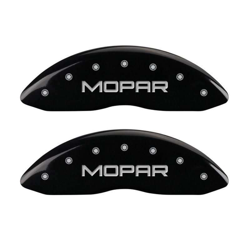 MGP 4 Caliper Covers Engraved Front & Rear MOPAR Black finish silver ch