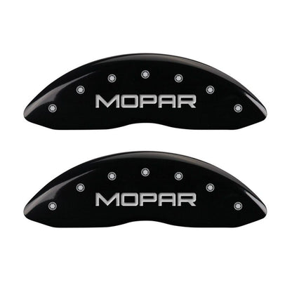 MGP 4 Caliper Covers Engraved Front JEEP Engraved Rear JEEP Grill logo Black finish silver ch