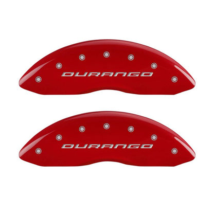 MGP 4 Caliper Covers Engraved Front & Rear With out stripes/Durango Red finish silver ch