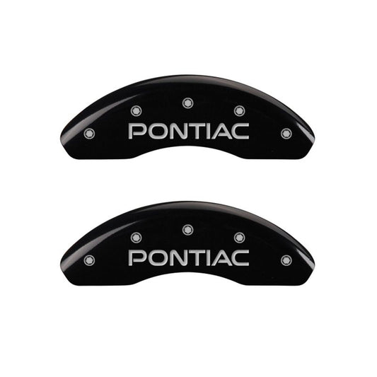 MGP 4 Caliper Covers Engraved Front Pontiac Engraved Rear G6 Black finish silver ch