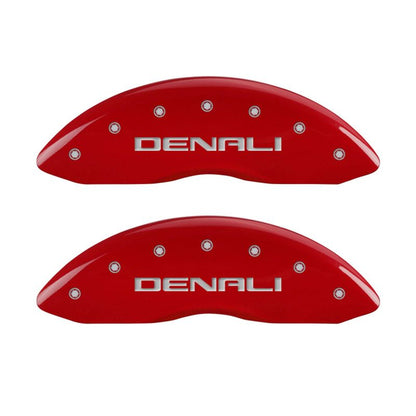 MGP 4 Caliper Covers Engraved Front & Rear Denali Red finish silver ch