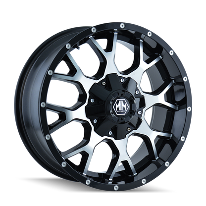 Mayhem 8015 Warrior 20x9 / 5x150 BP / 18mm Offset / 110mm Hub Black/Machined Face Wheel