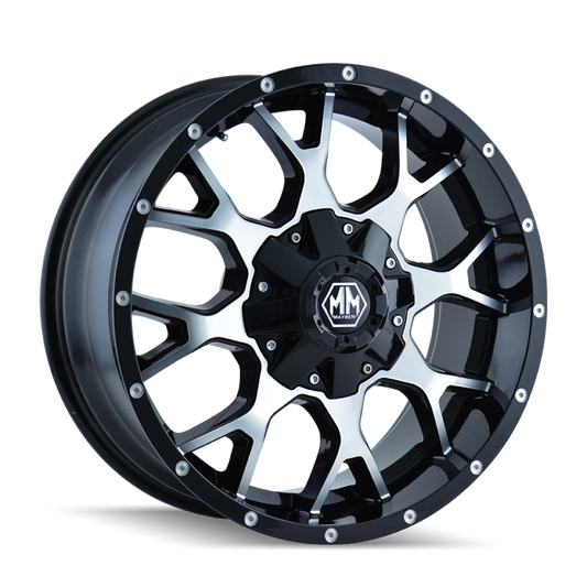 Mayhem 8015 Warrior 20x10 / 8x165.1 BP / -25mm Offset / 130.8mm Hub Black/Machined Face Wheel