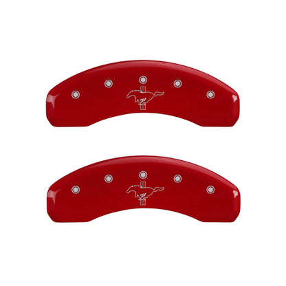 MGP 4 Caliper Covers Engraved Front 2015/Mustang Engraved Rear 2015/Bar & Pony Red/Silve 19in. Min