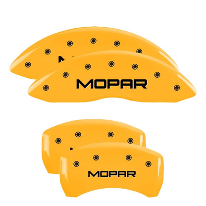 MGP 4 Caliper Covers Engraved Front & Rear Mopar Yellow Finish Black Char 2007 Dodge Charger