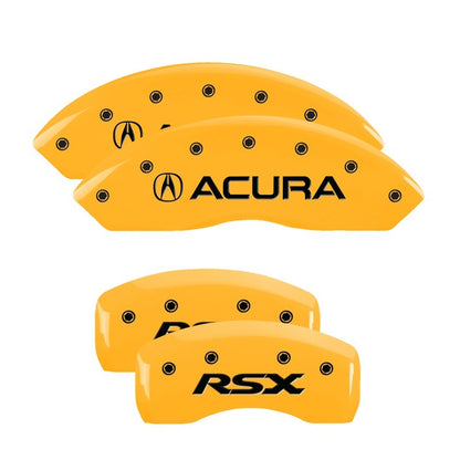 MGP 4 Caliper Covers Engraved Front Acura Rear RSX Yellow Finish Black Char 2002 Acura RSX