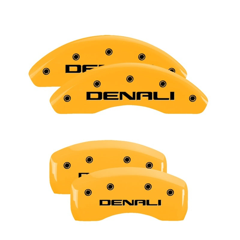 MGP 4 Caliper Covers Engraved Front & Rear Denali Yellow finish black ch