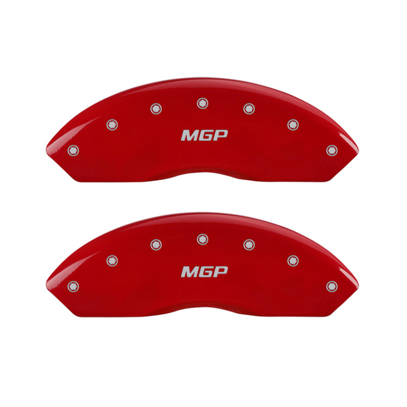 MGP Front set 2 Caliper Covers Engraved Front MGP Red finish silver ch