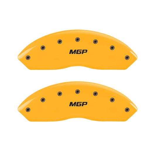 MGP 4 Caliper Covers Engraved Front & Rear MGP Yellow Finish Black Char 2004 Jeep Wrangler