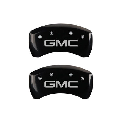 MGP 4 Caliper Covers Engraved Front & Rear GMC Black finish silver ch