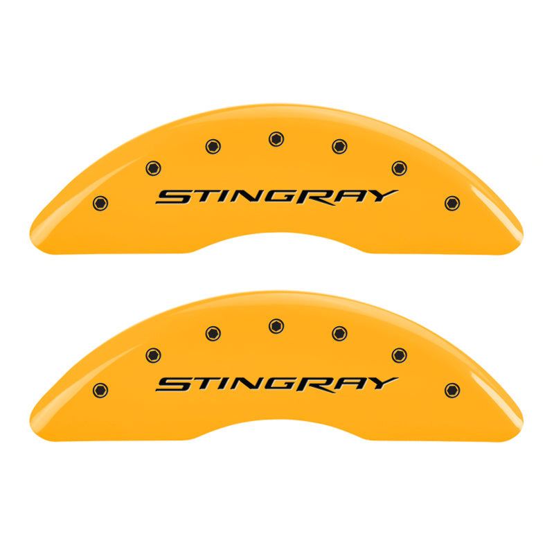 MGP 4 Caliper Covers Engraved Front & Rear Stingray Yellow finish black ch