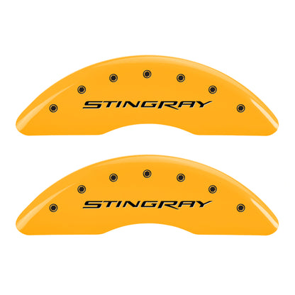 MGP 4 Caliper Covers Engraved Front & Rear Stingray Yellow finish black ch