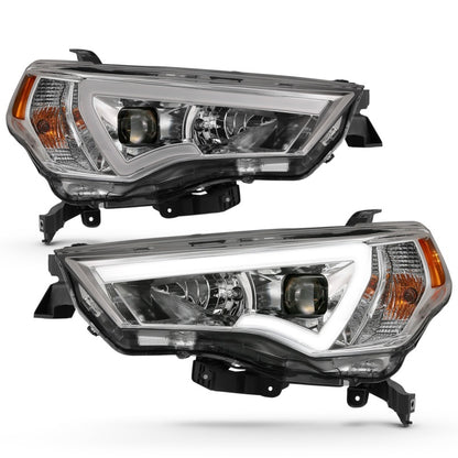 ANZO 14-18 Toyota 4 Runner Plank Style Projector Headlights Chrome w/ Amber