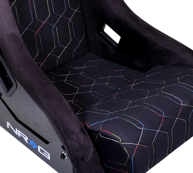 NRG FRP Bucket Seat (Black w/ Multi Color Geometric Pattern) - Large