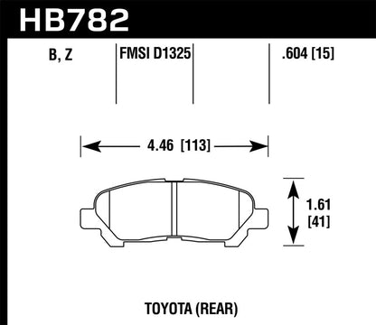 Hawk 08-13 Toyota Highlander High Performance Street 5.0 Rear Brake Pads