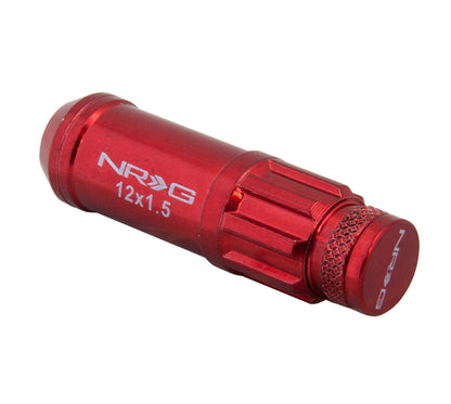 NRG - 700 Series M12 X 1.5 Red Steel Lug Nut w/Dust Cap Cover Set