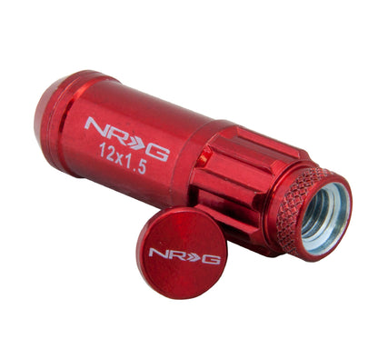 NRG - 700 Series M12 X 1.5 Red Steel Lug Nut w/Dust Cap Cover Set