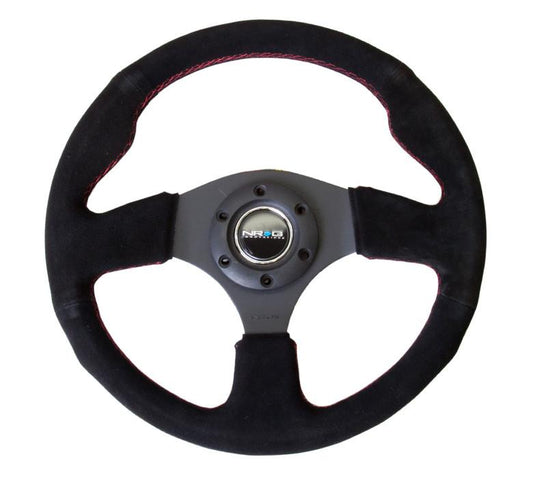 NRG - 320mm Race Style Suede Steering Wheel with Red Stitch