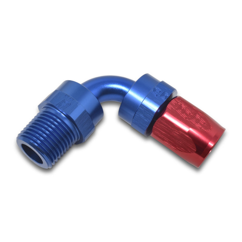 Russell Performance -8 AN Red/Blue 90 Degree Full Flow Swivel Pipe Thread Hose End (With 3/8in NPT)